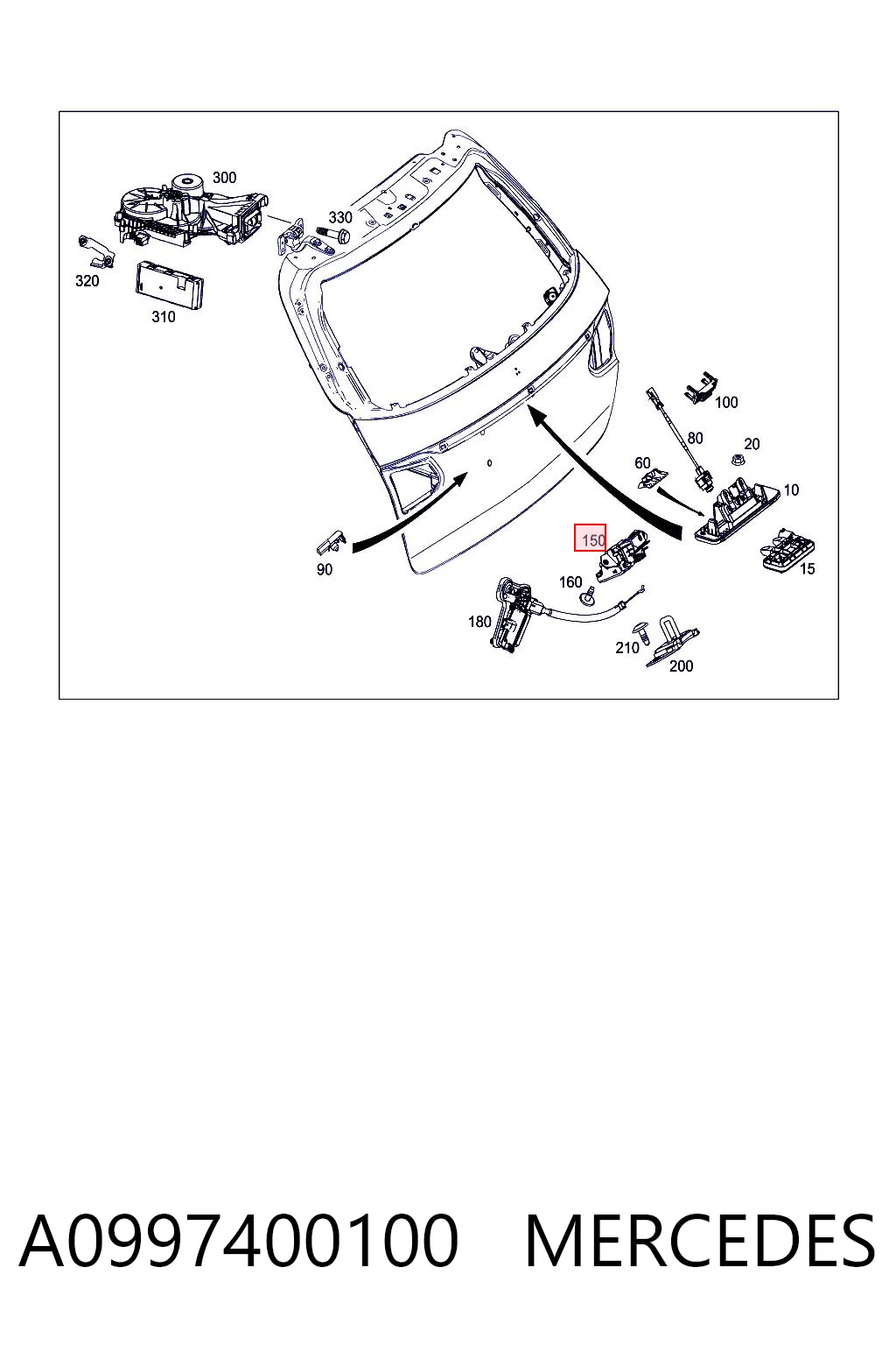 A0997400100 Mercedes Замок п'ятих дверей