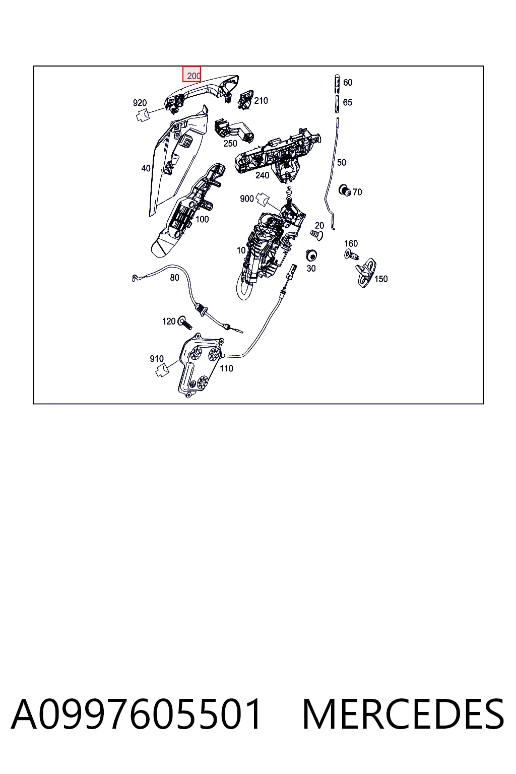A0997605501 Mercedes Ручка задніх дверей зовнішня, ліва
