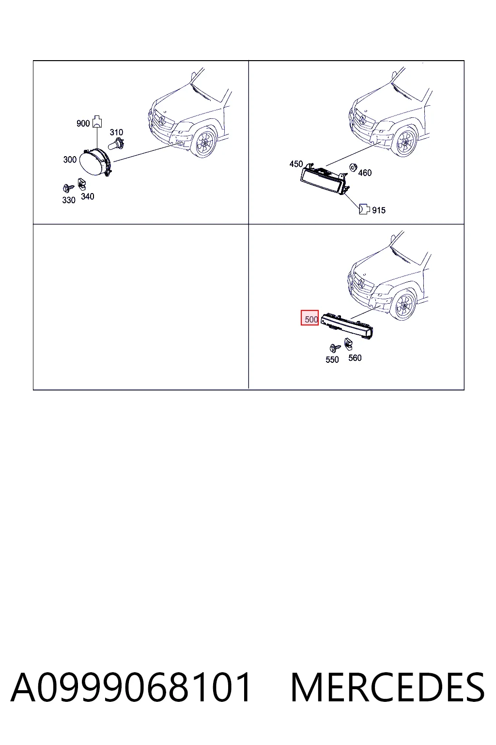 A0999068101 Mercedes Фара денного світла, ліва