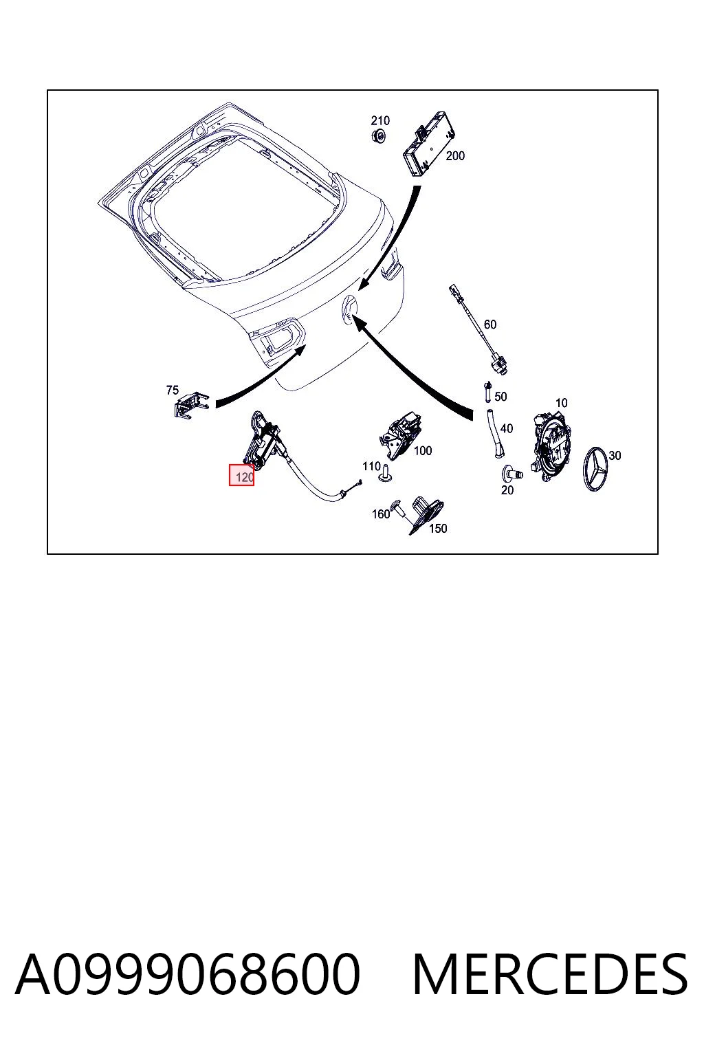 A0999068600 Mercedes Мотор (клапан) дотягування багажника