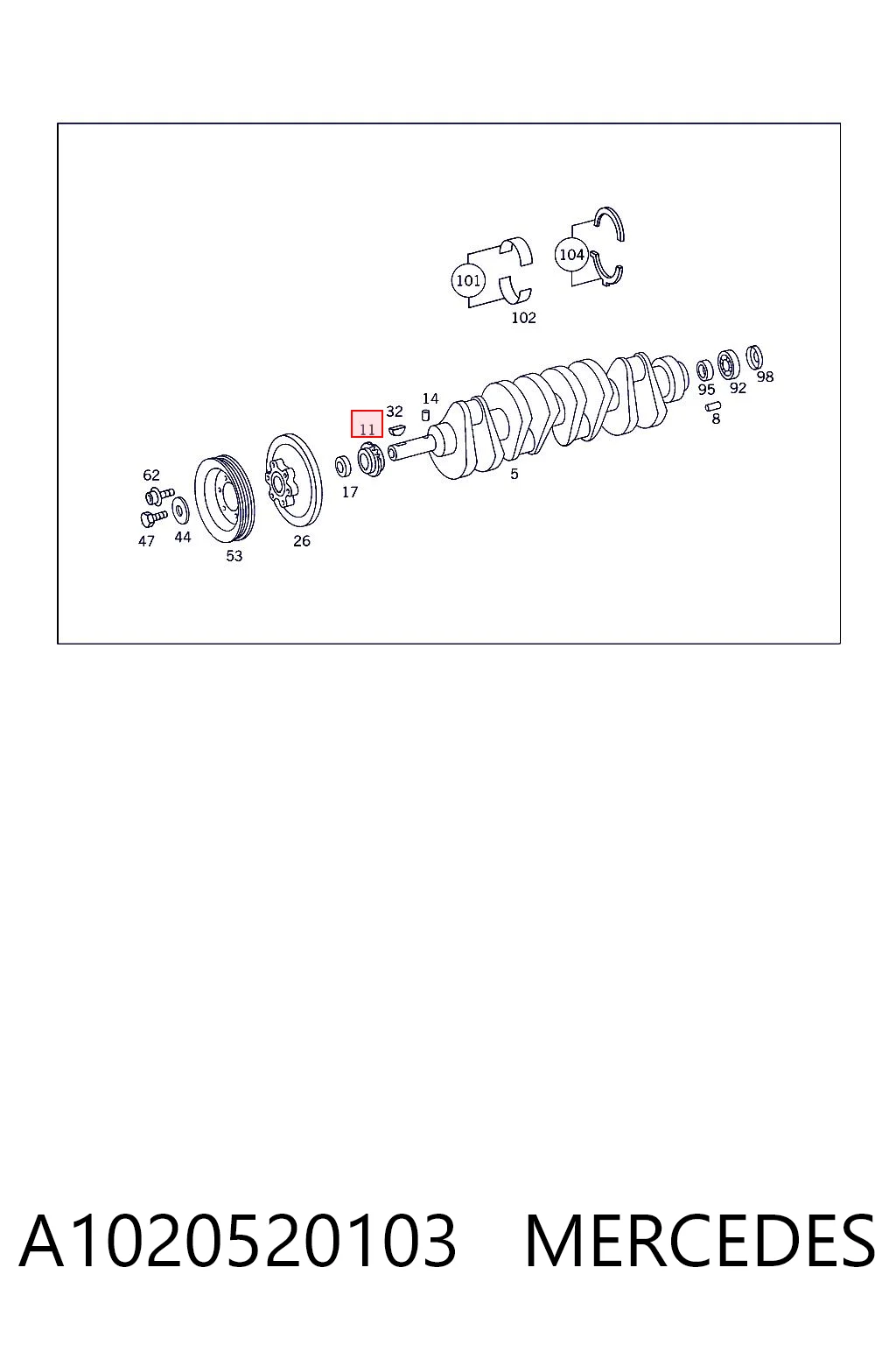 A1020520103 Mercedes Зірка-шестерня приводу коленвалу двигуна