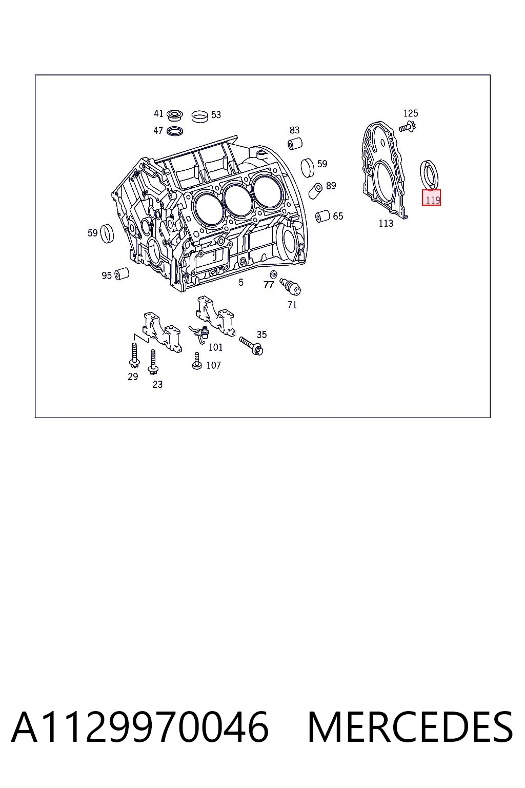 A1129970046 Mercedes Сальник коленвала корінний