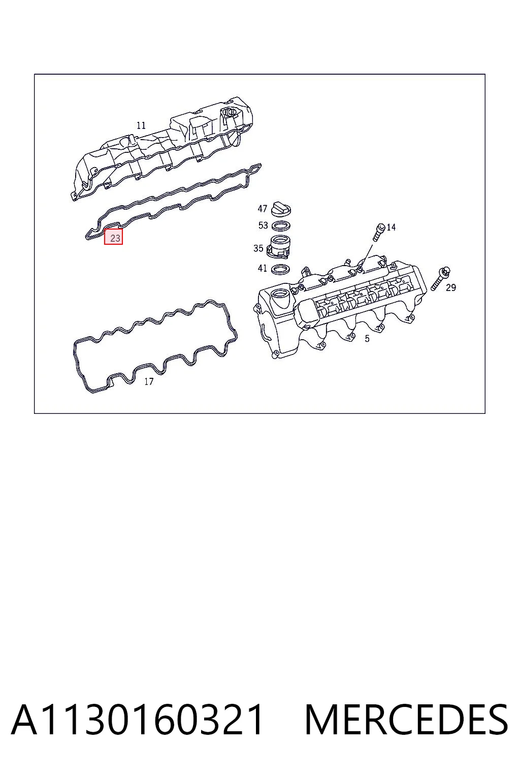 A1130160321 Mercedes Прокладка клапанної кришки двигуна, права