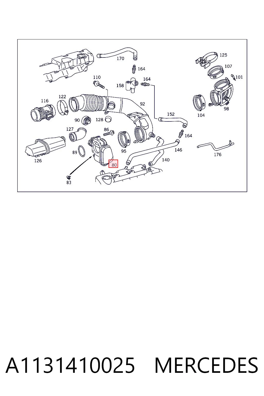 A1131410025 Mercedes Дросільна заслінка в зборі