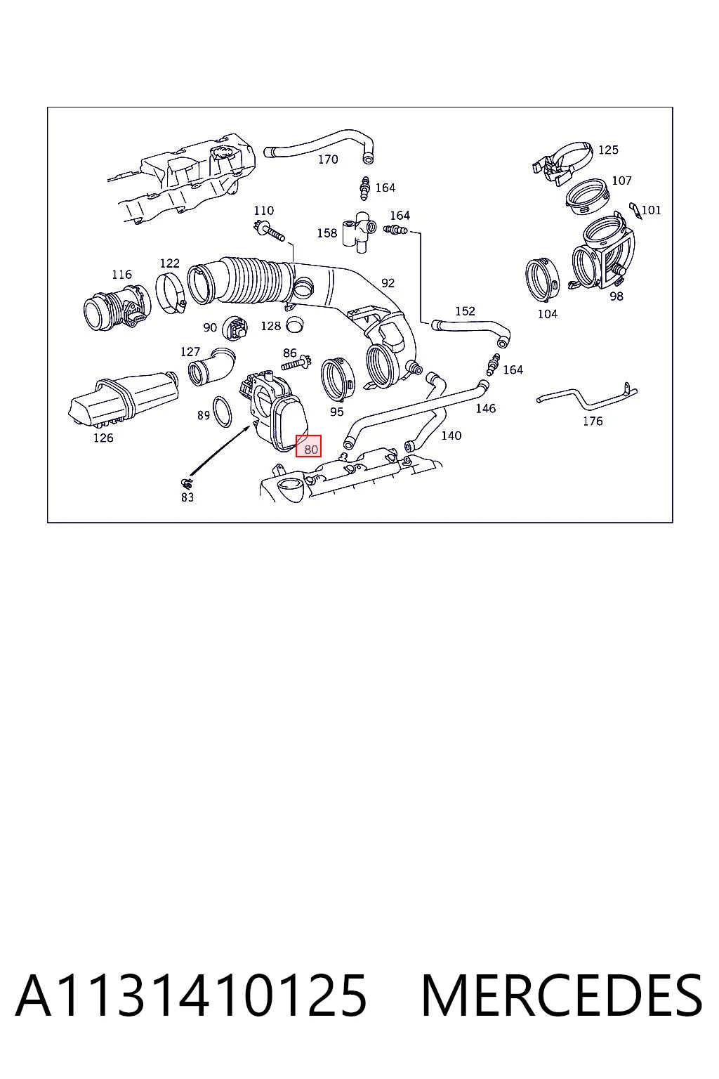 A1131410125 Mercedes Дросільна заслінка в зборі