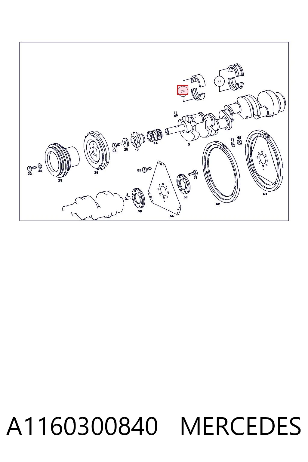 Підшипник ковзання клонували Mercedes A116030064026