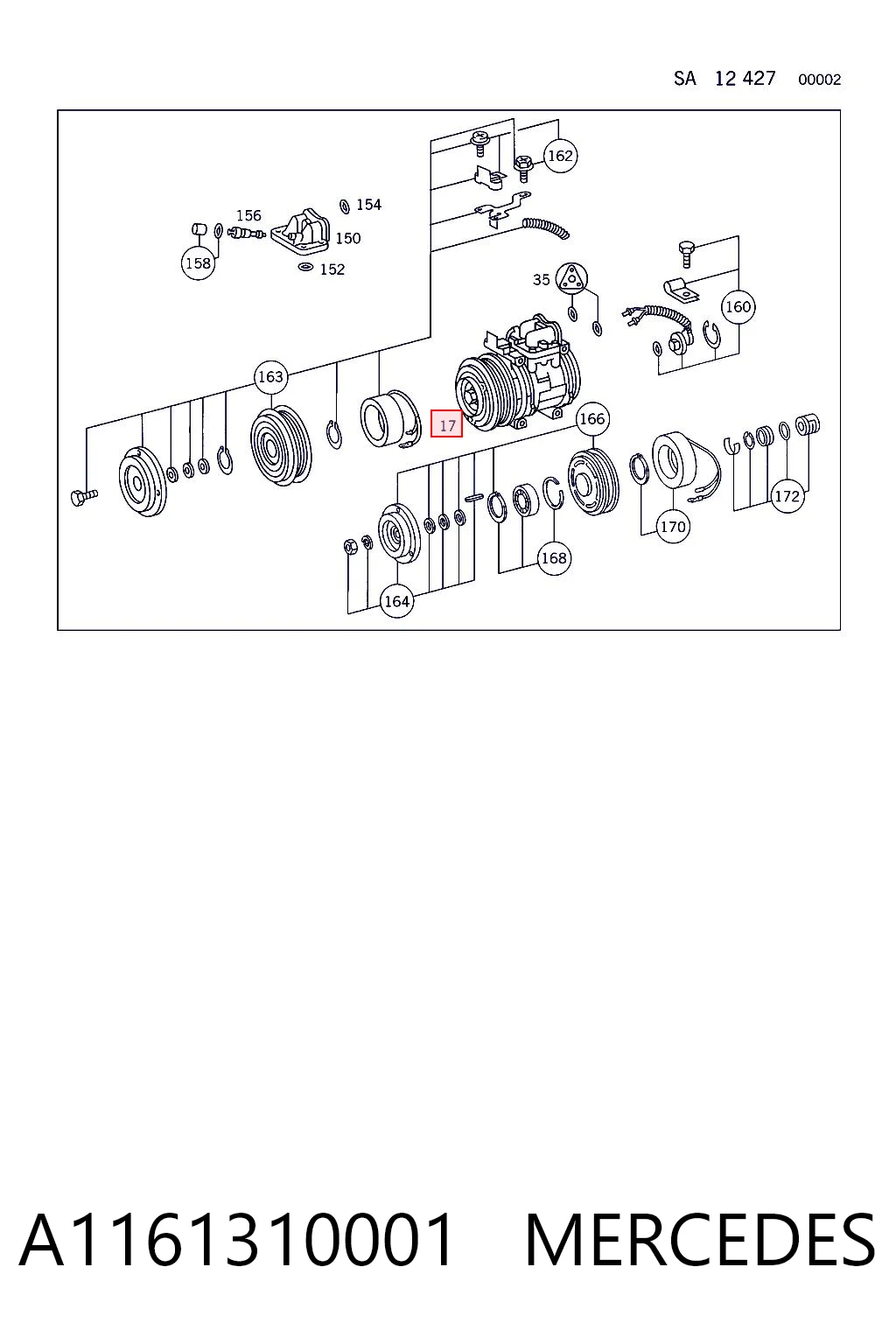 A1161310001 Mercedes Компресор холодоагенту