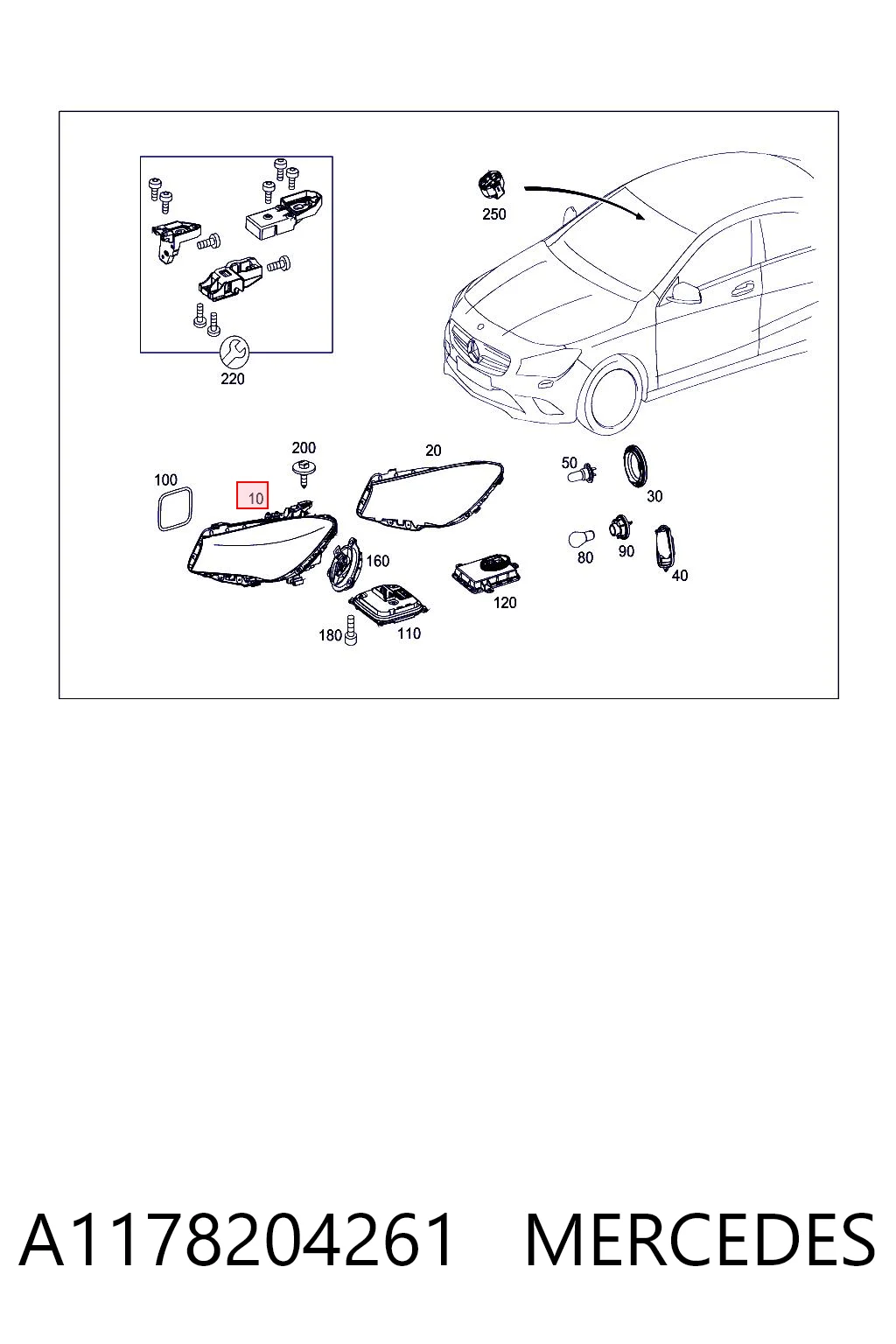 A1178204261 Mercedes Фара дальнього світла в зборі
