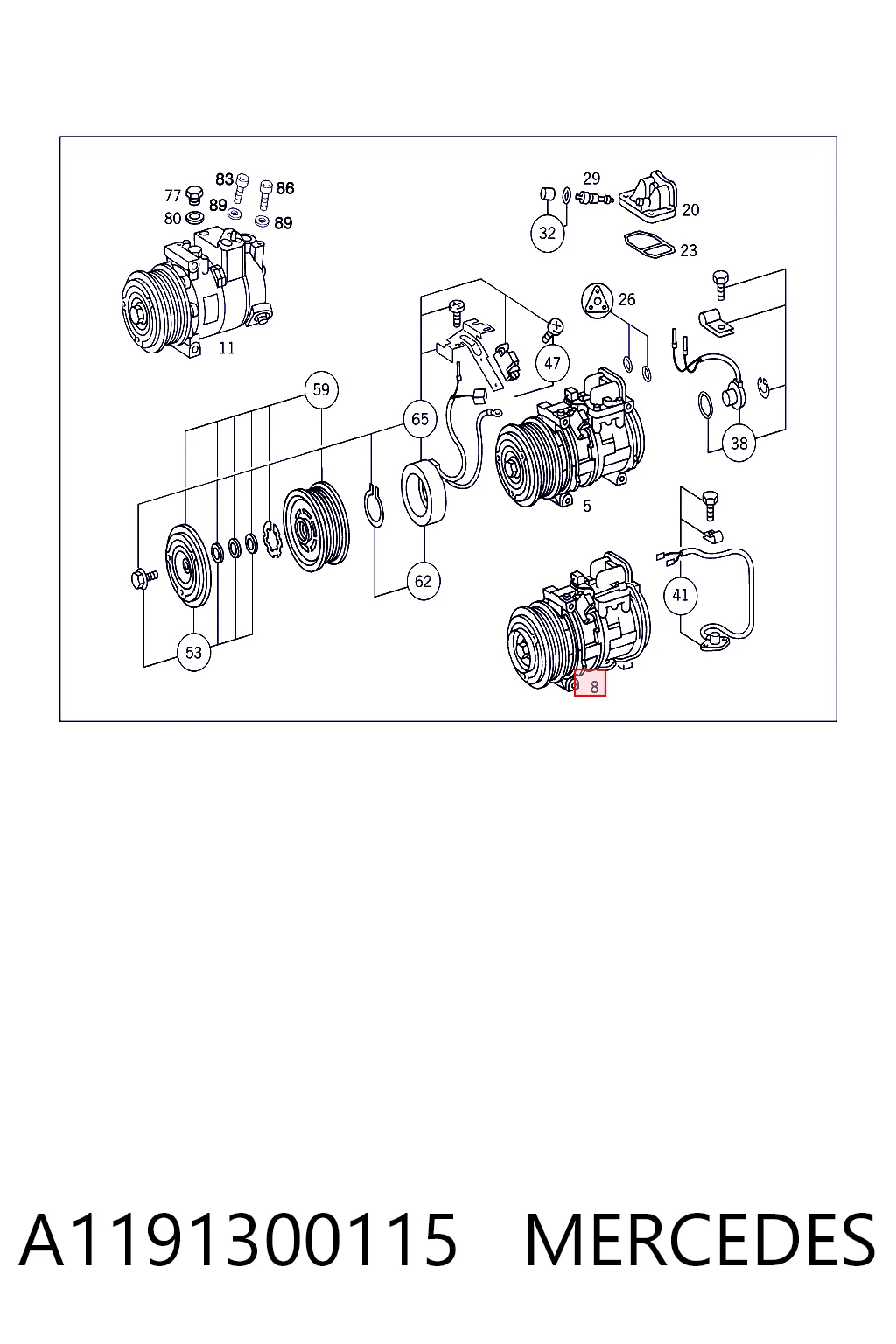 A1191300115 Mercedes Компресор холодоагенту