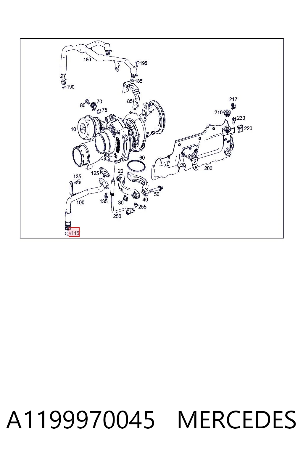 A1199970045 Mercedes Прокладка (кільце) шланга охолодження турбіни, відведення
