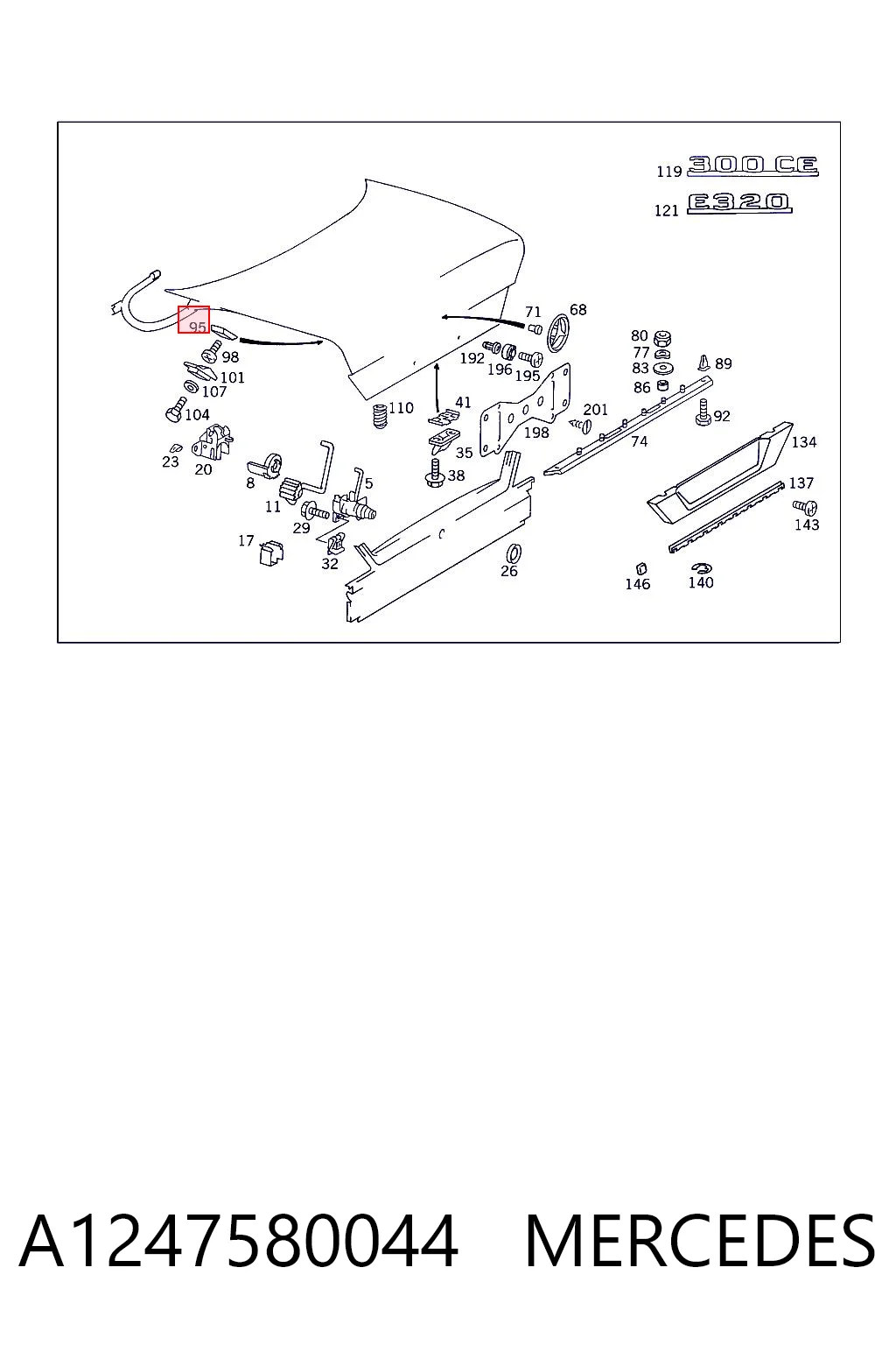 A1247580044 Mercedes Відбійник п'ятої двері