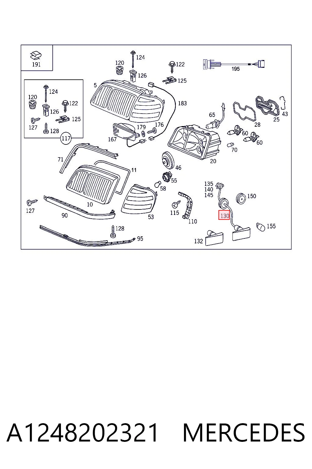 A1248202321 Mercedes Повторювач повороту в крило