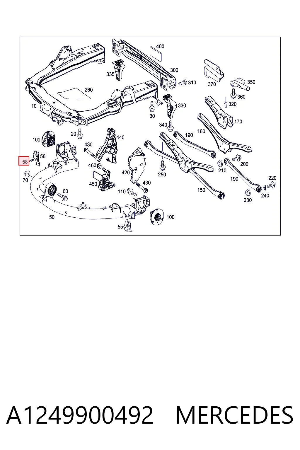 A1249900492 Mercedes Пістон (кліп) кріплення підкрилки переднього крила