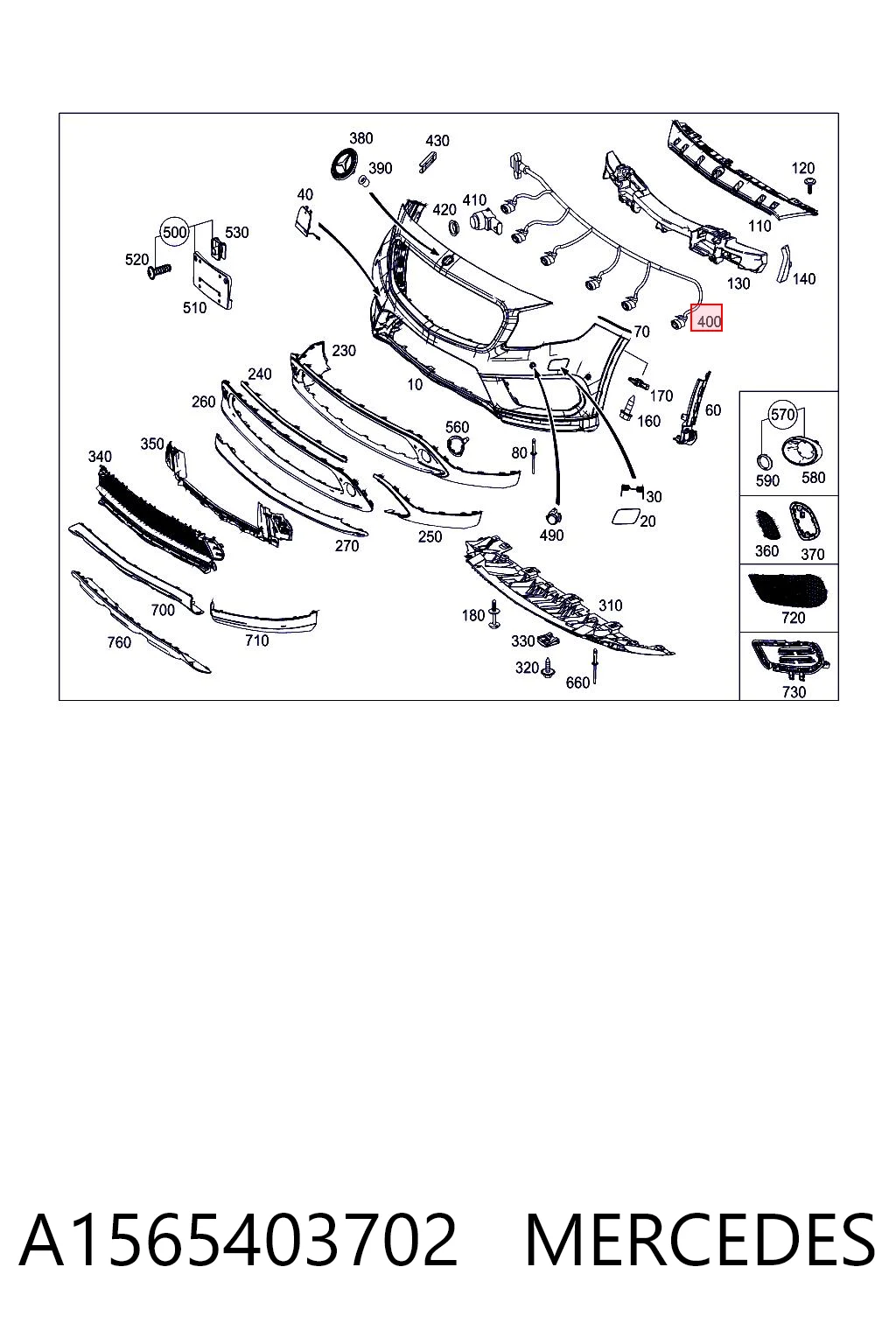 A1565403702 Mercedes Проводка парктроніка переднього