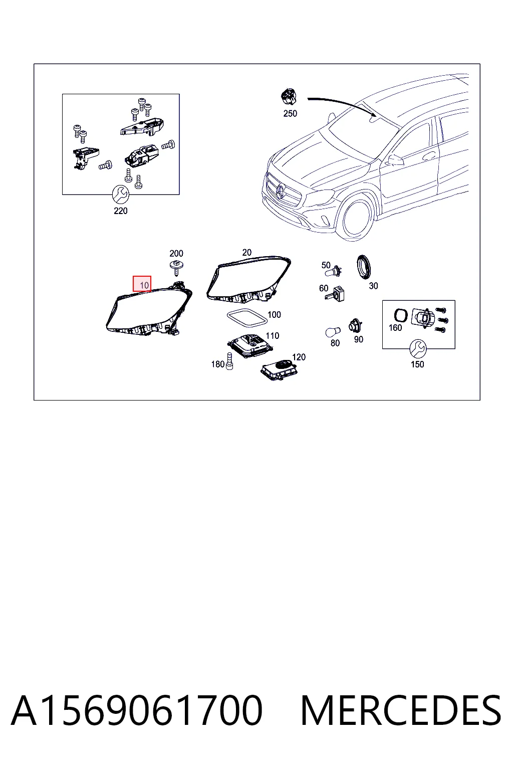 A1569061700 Mercedes Фара дальнього світла в зборі