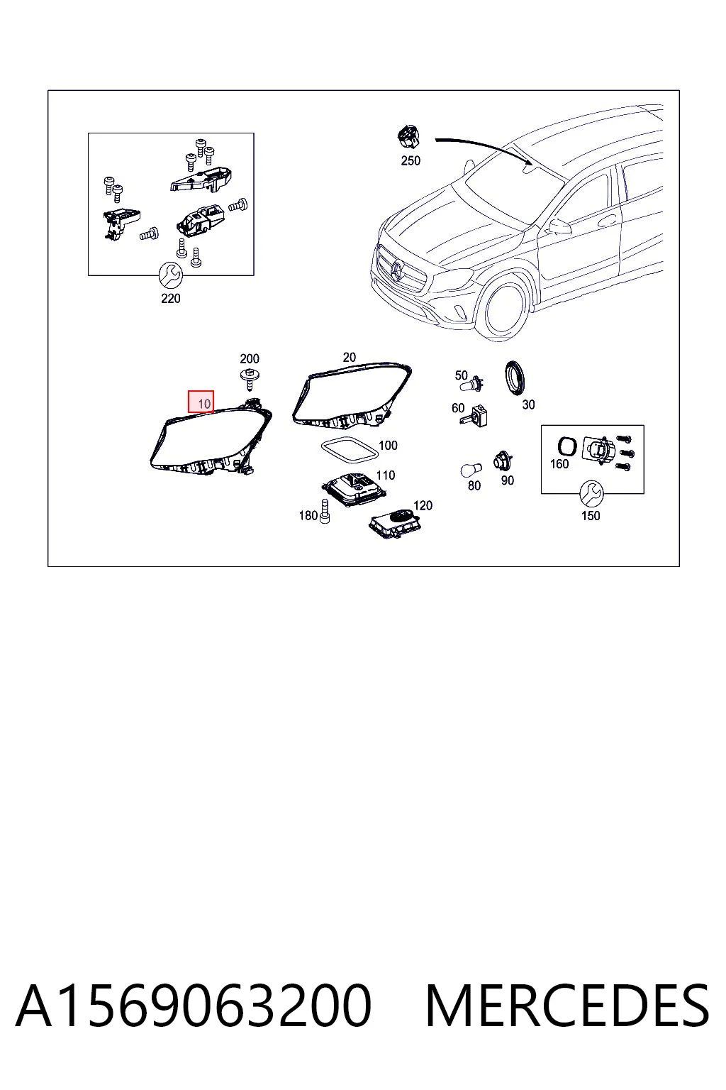 A1569063200 Mercedes Основна фара - вставка