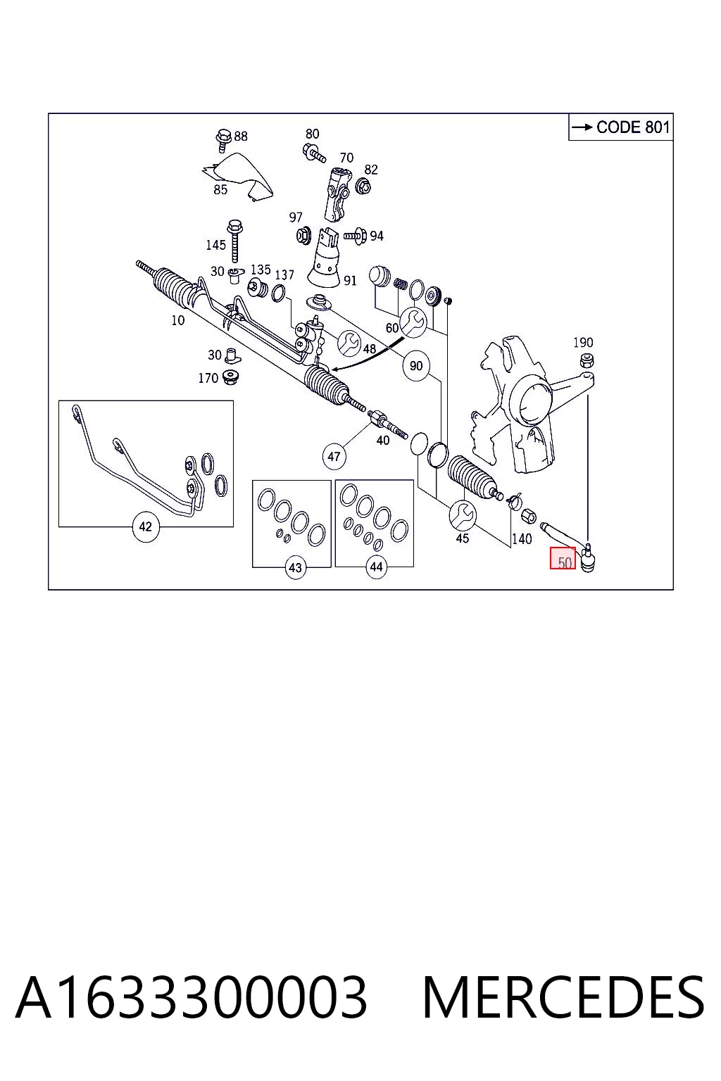 A1633300003 Mercedes Зовнішній наконечник рульової тяги