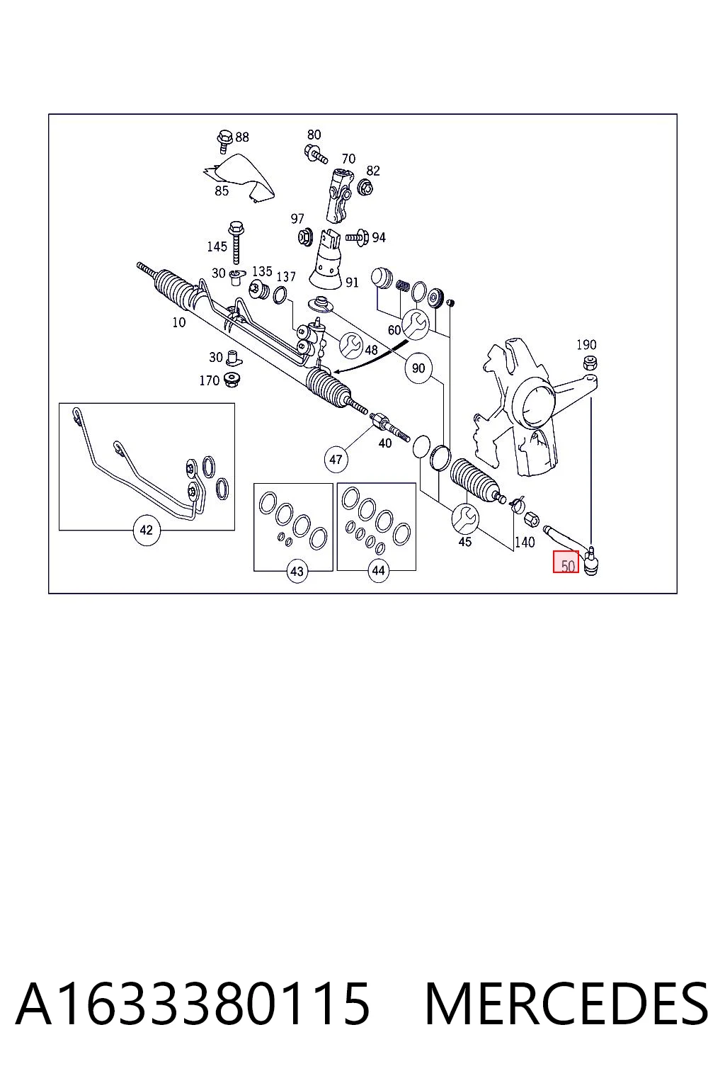 A1633380115 Mercedes Зовнішній наконечник рульової тяги