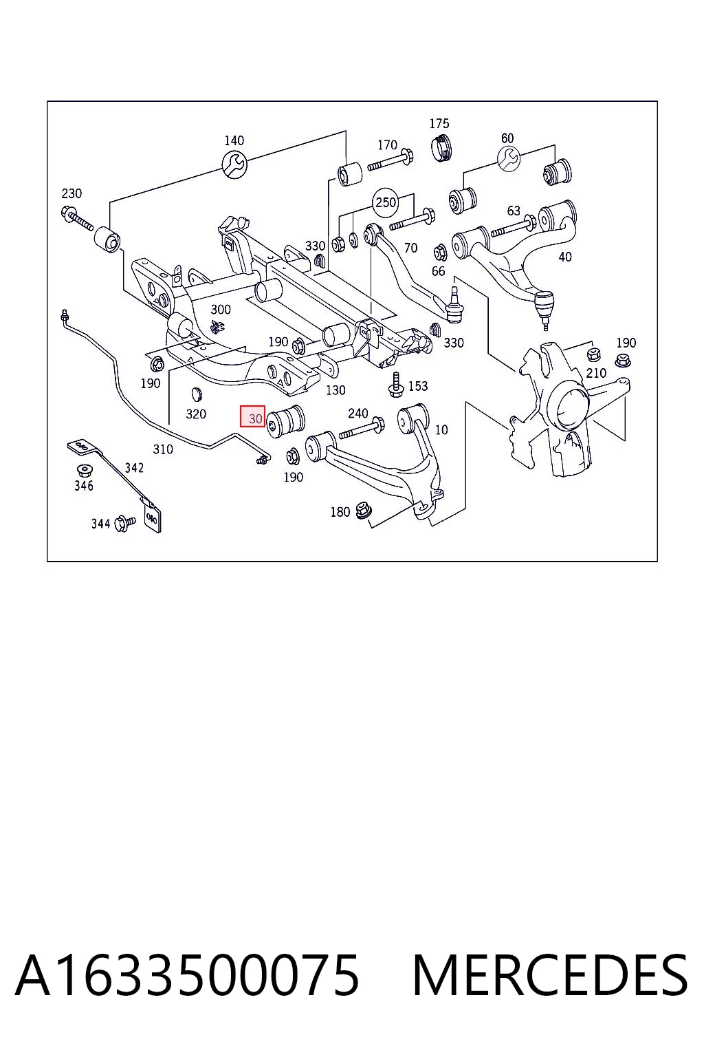 A1633500075 Mercedes Сайлентблок задньої тяги