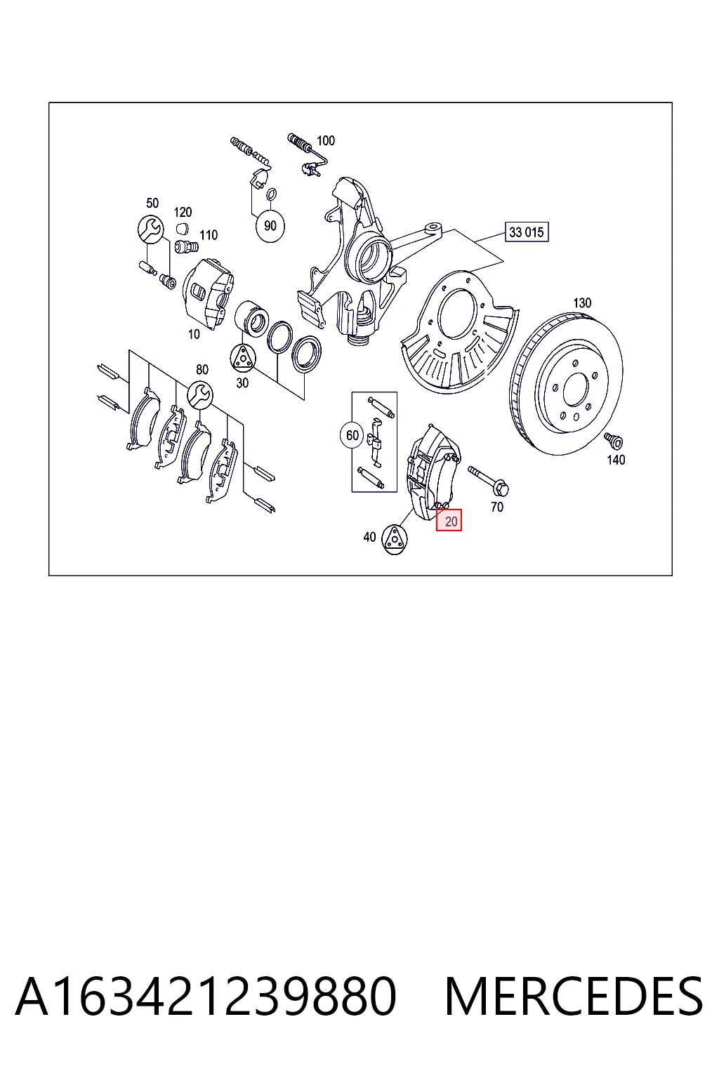 Купити A1634210898 Mercedes Супорт гальмівний передній лівий
