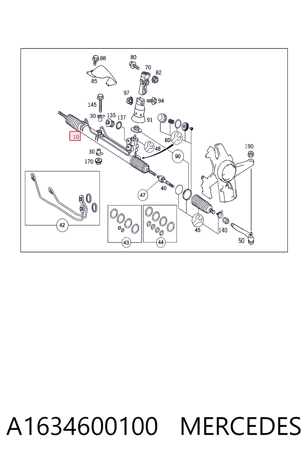 A1634600100 Mercedes Рейковий рульовий механізм