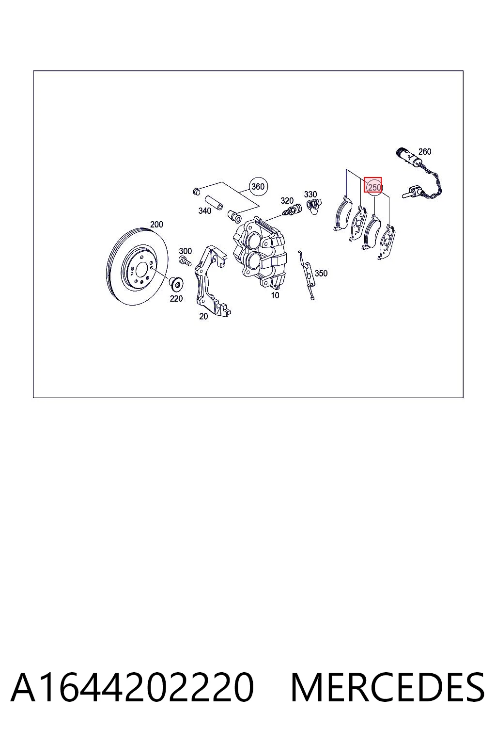 A1644202220 Mercedes Передні гальмівні колодки