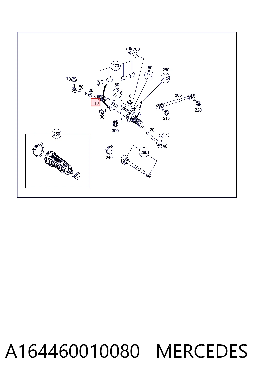 A164460010080 Mercedes Рейковий рульовий механізм