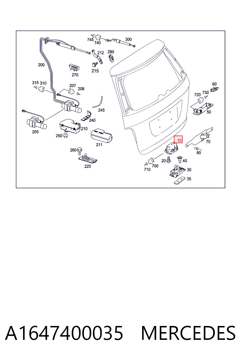 A1647400035 Mercedes Замок п'ятих дверей