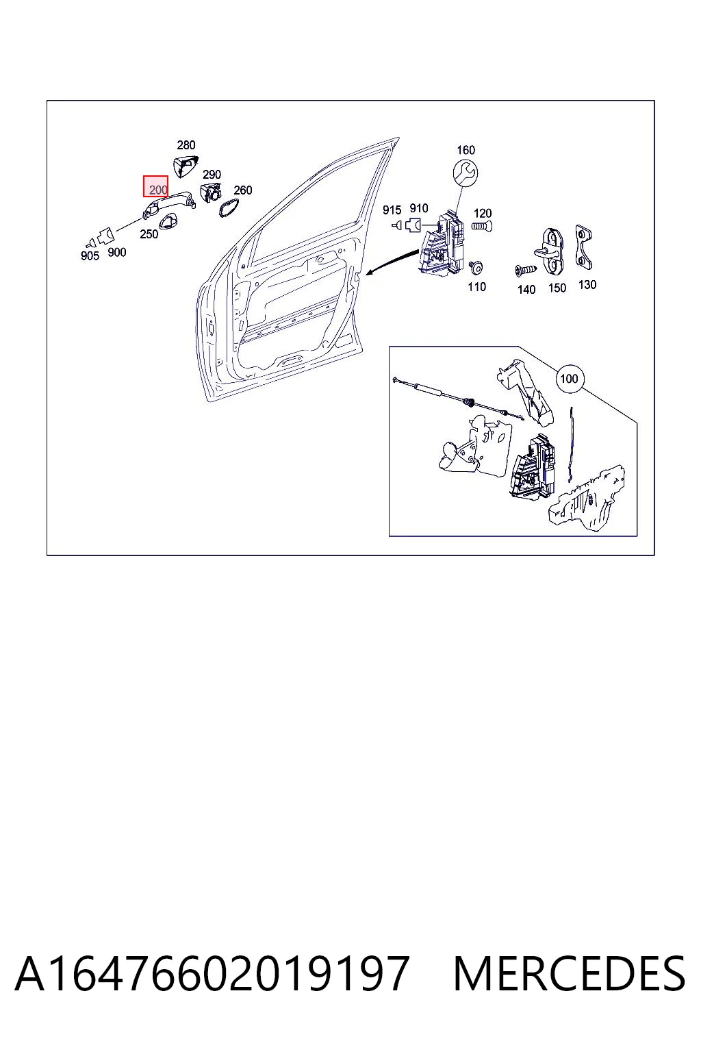Ручка передньої двері зовнішня права Mercedes A1647660201649999 ціна, від 12.70 USD