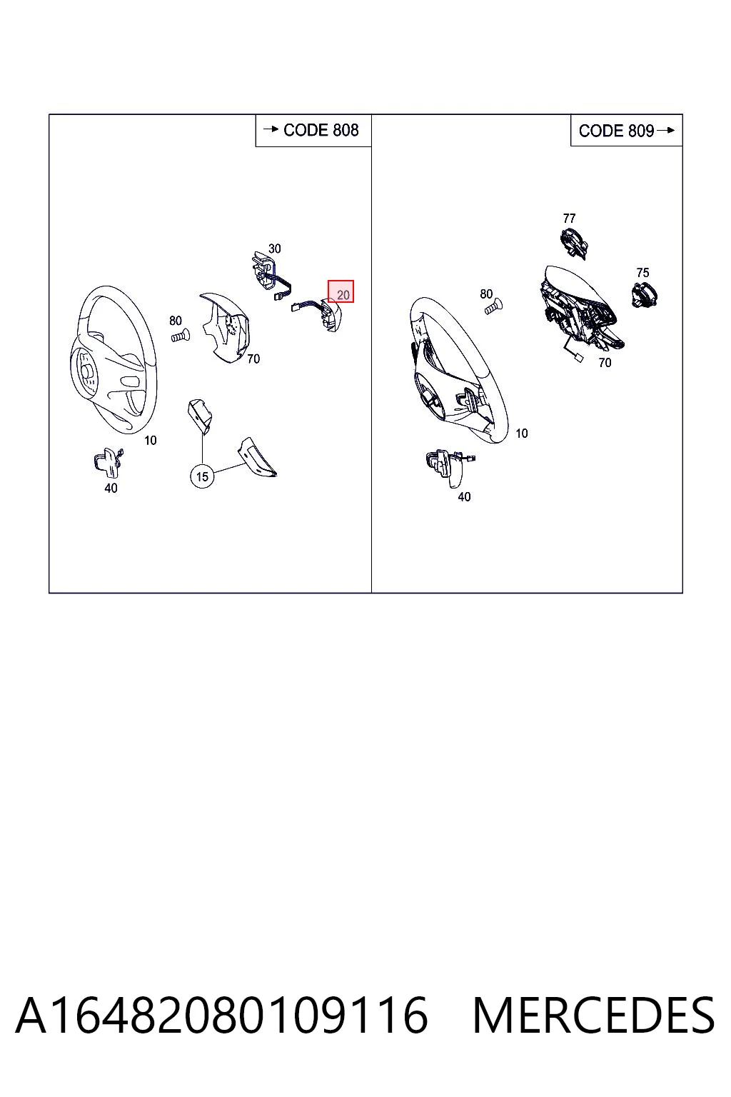 A1648208010 Mercedes Блок кнопкових перемикачів кермового колеса