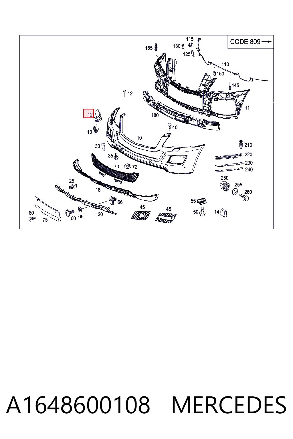 A1648600108 Mercedes Накладка форсунки омивача фари передньої
