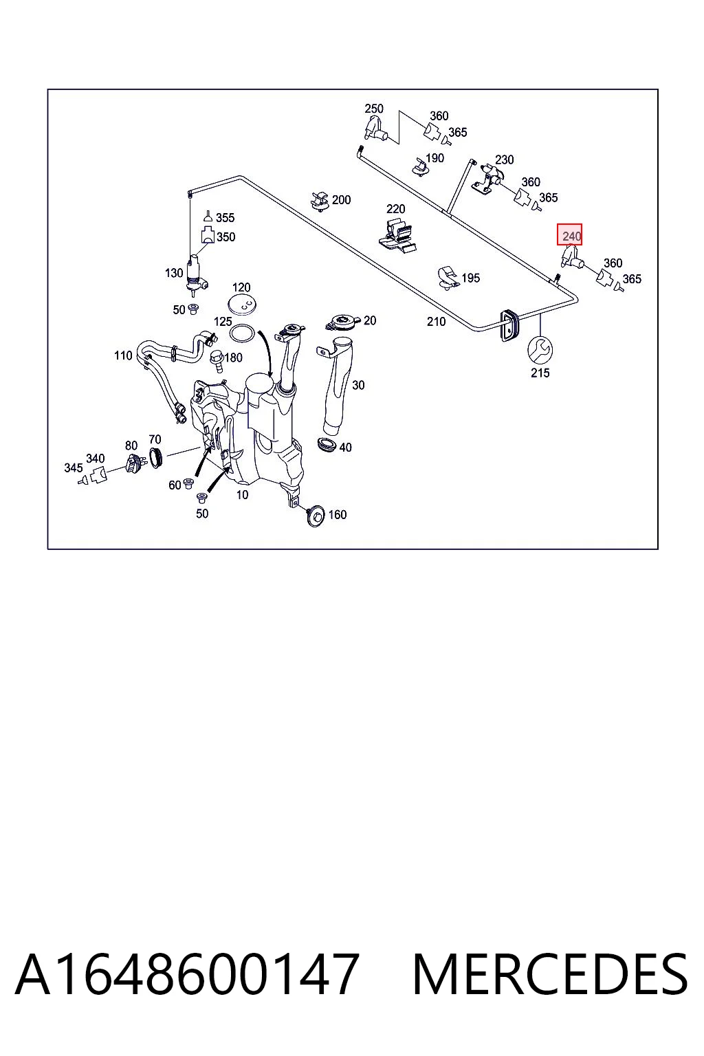 A1648600147 Mercedes Форсунка омивача скла лобового, ліва