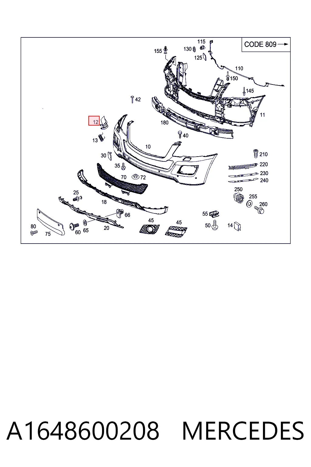 A1648600208 Mercedes Накладка форсунки омивача фари передньої