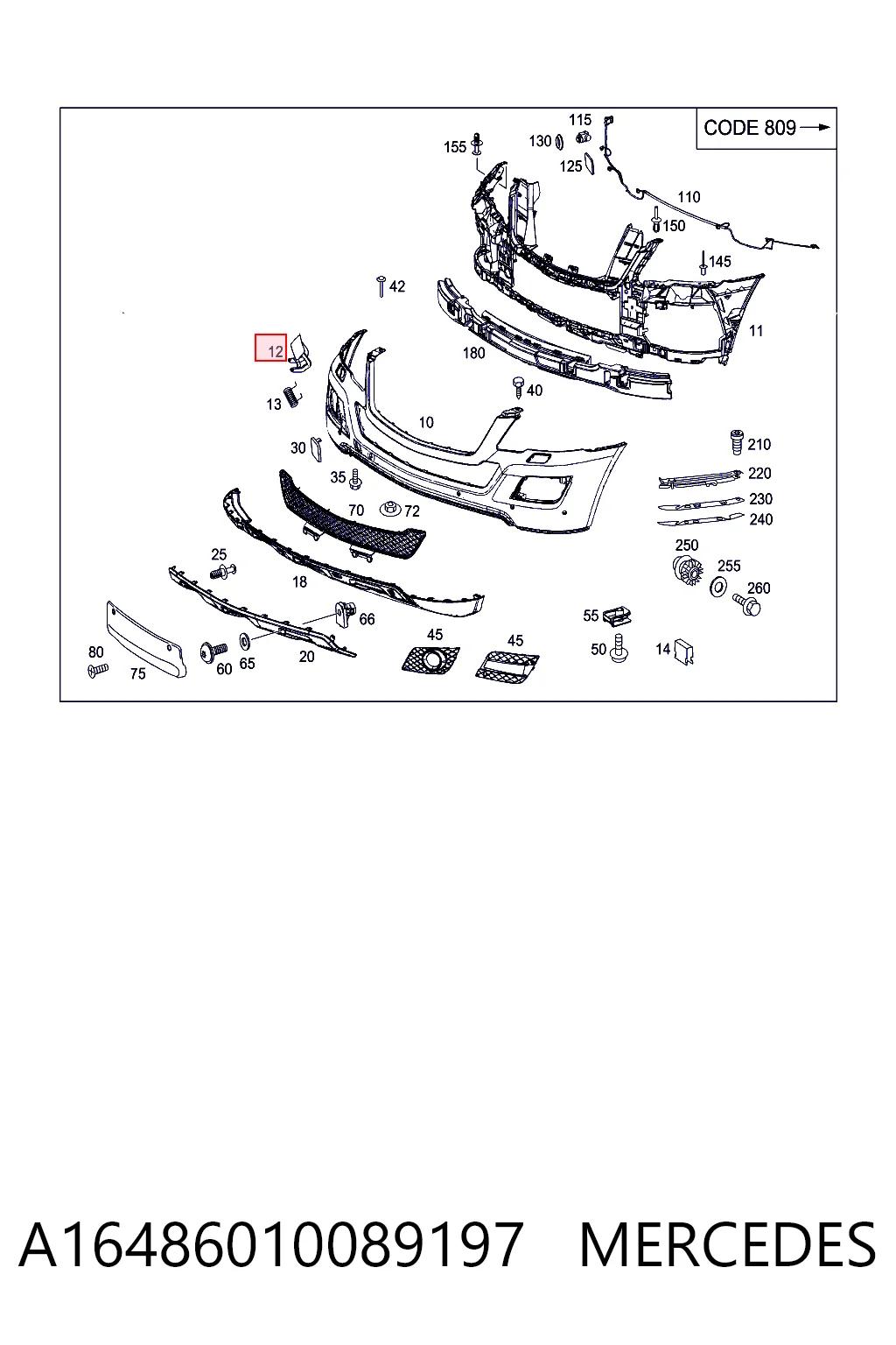 Накладка форсунки омивача фари передньої Mercedes A16486010089999 ціна, від 7.03 USD