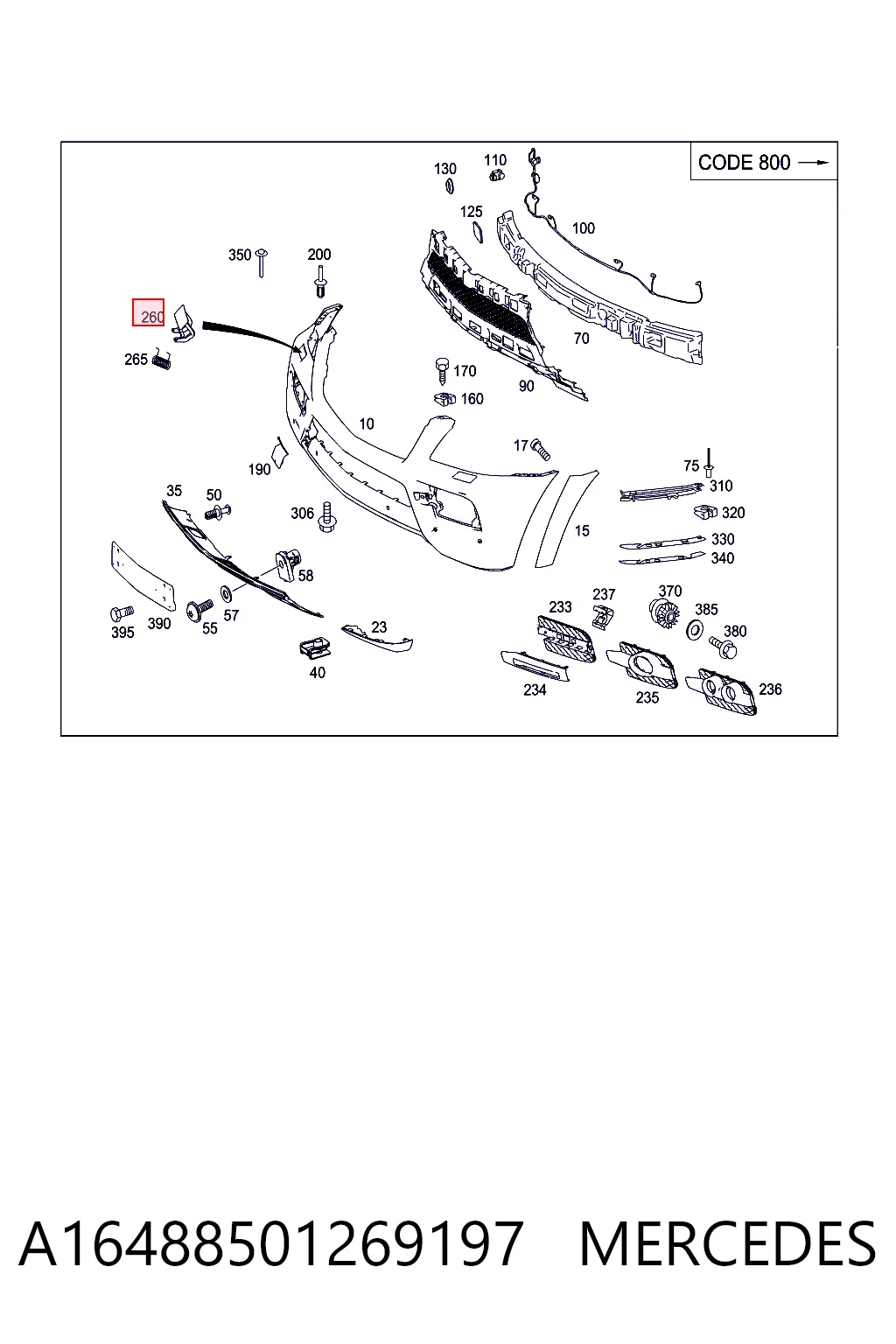 Купити A16488501269999 Mercedes Накладка форсунки омивача фари передньої