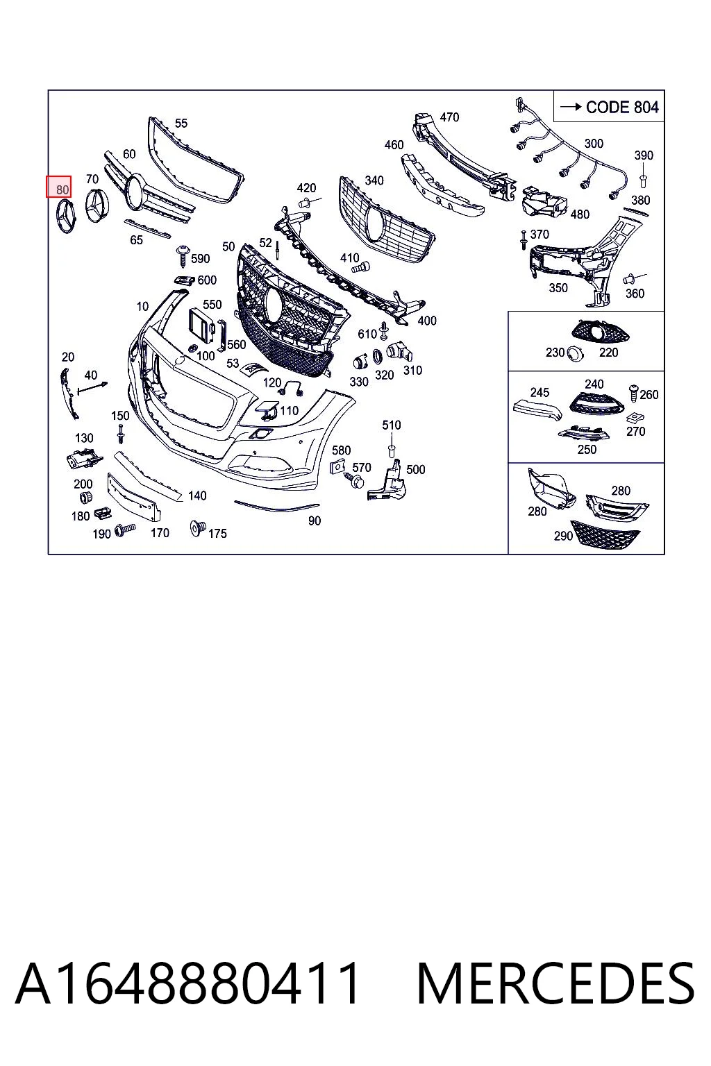 A1648880411 Mercedes Емблема решітки радіатора