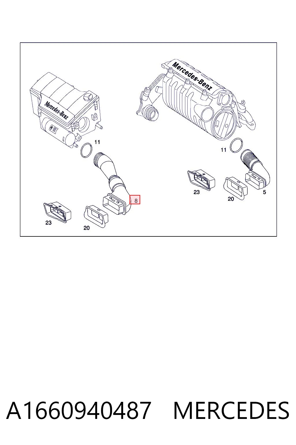 A1660940487 Mercedes Повітрозабірник повітряного фільтра