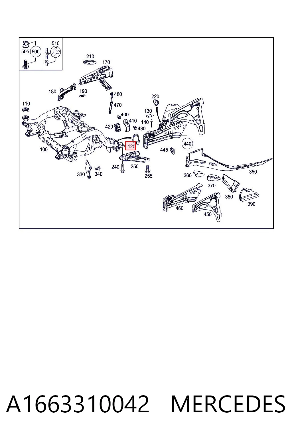 A1663310042 Mercedes Подушка передньої балки