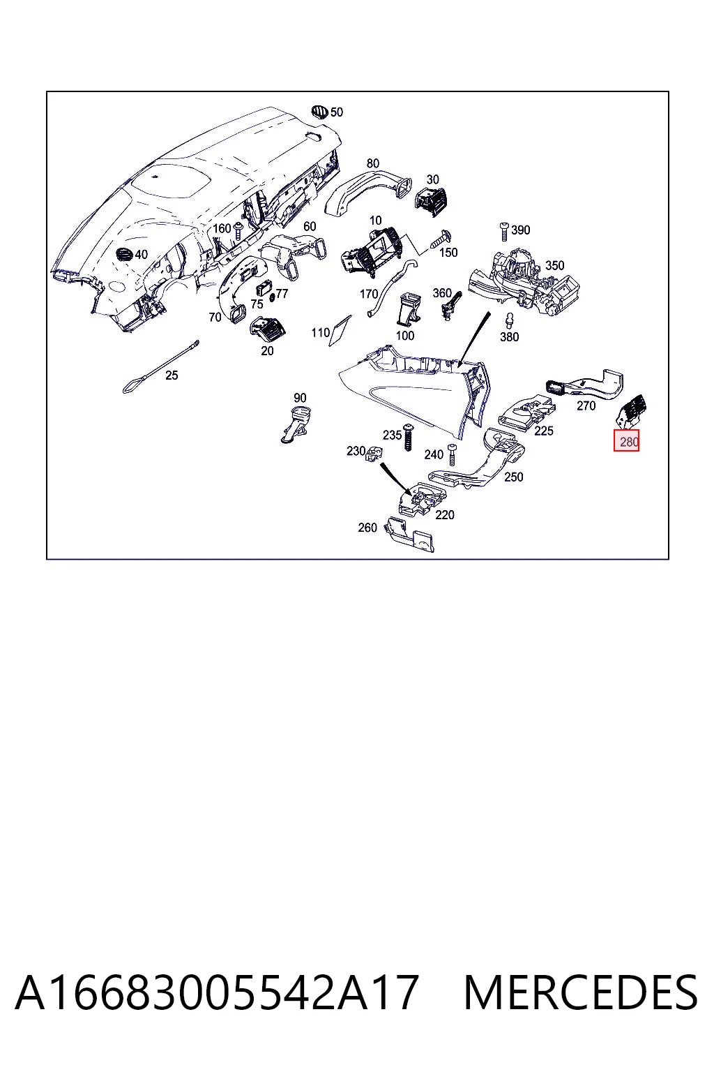 A16683005542A17 Mercedes Решітка повітроводу
