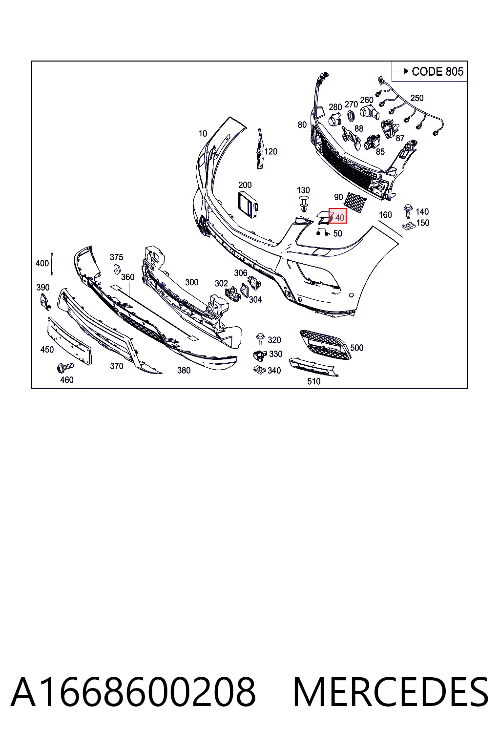 A1668600208 Mercedes Накладка форсунки омивача фари передньої