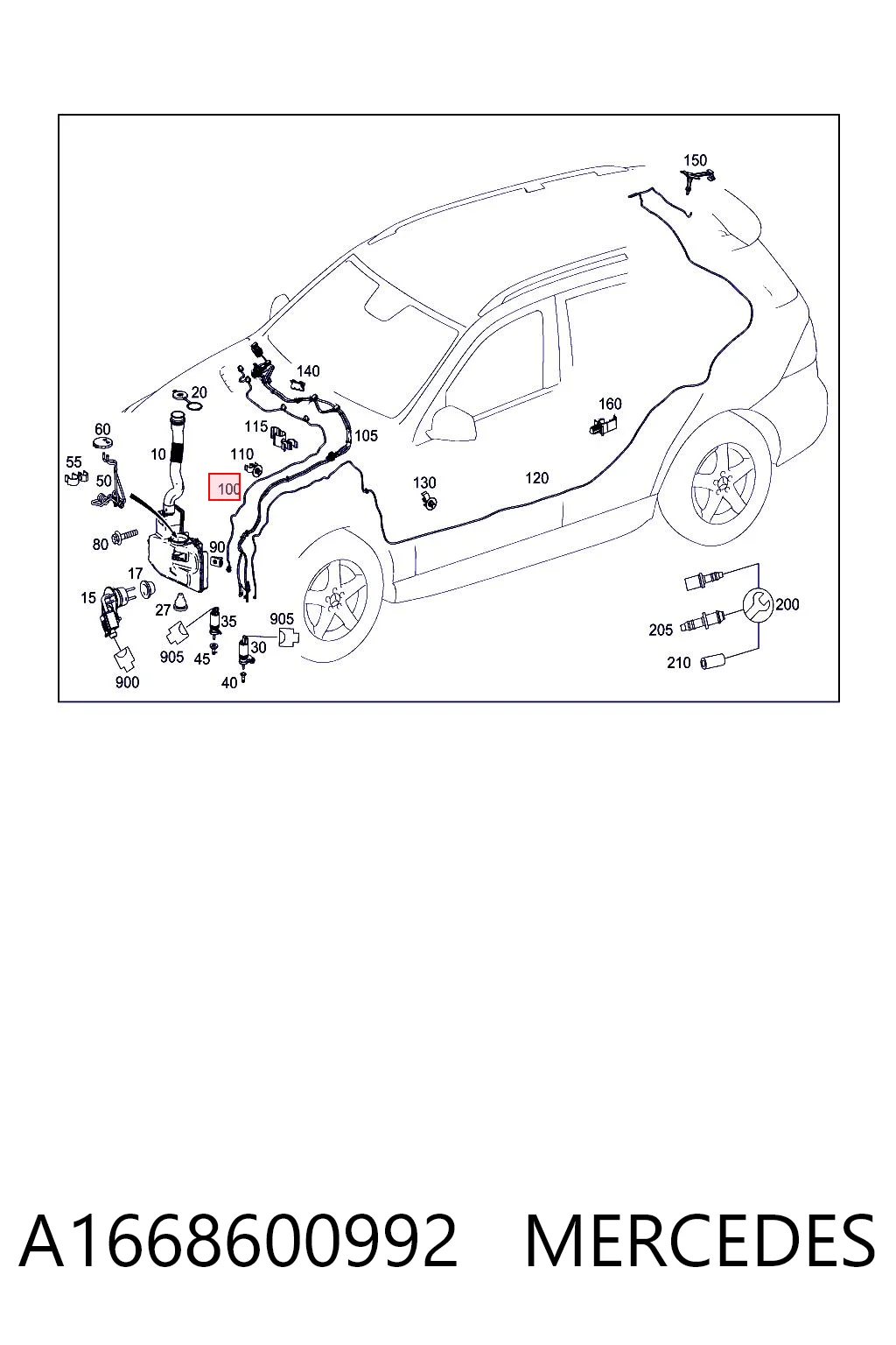 A1668600992 Mercedes Сопло склоомивача вітрового скла