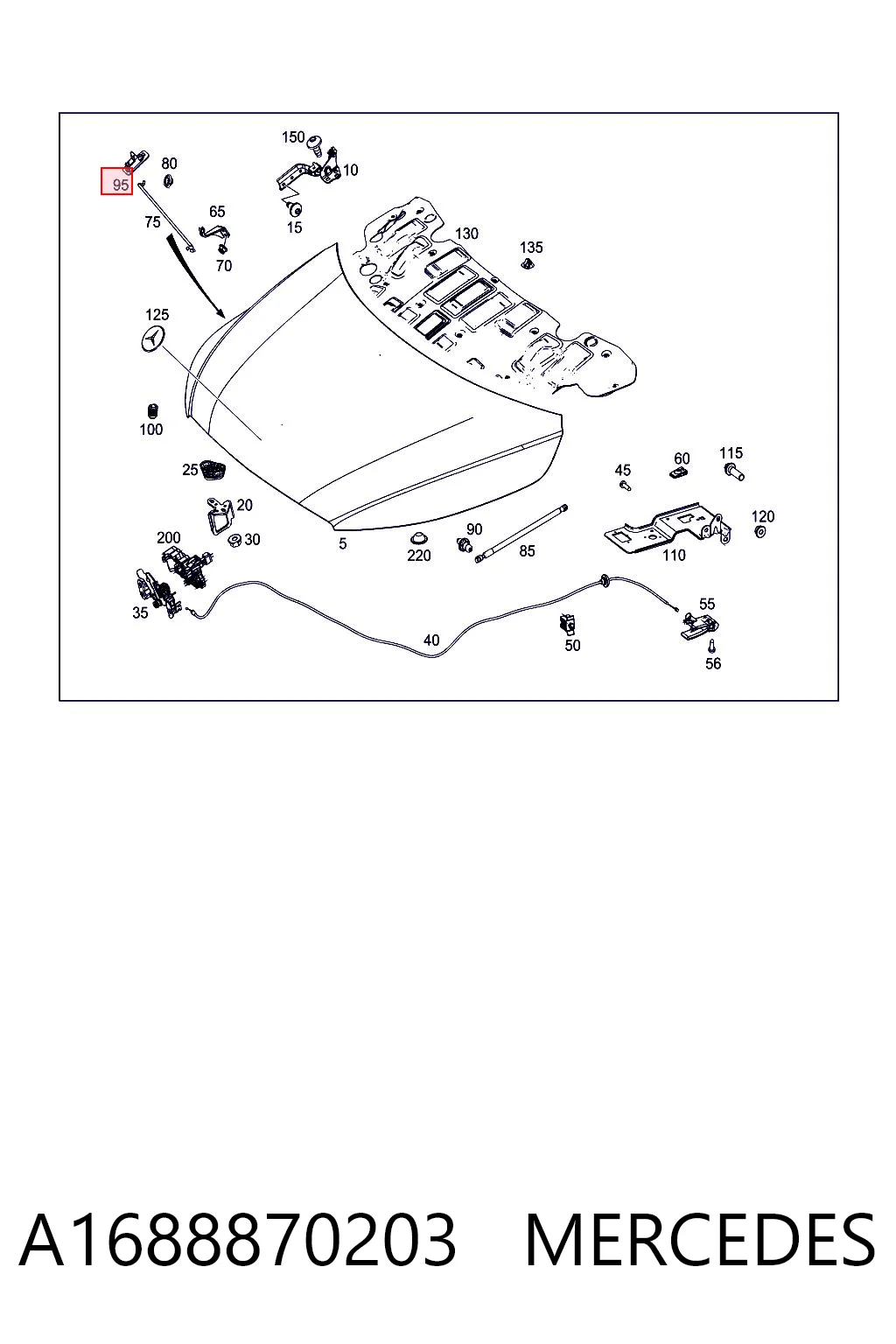A1688870203 Mercedes Фіксатор підпори капота