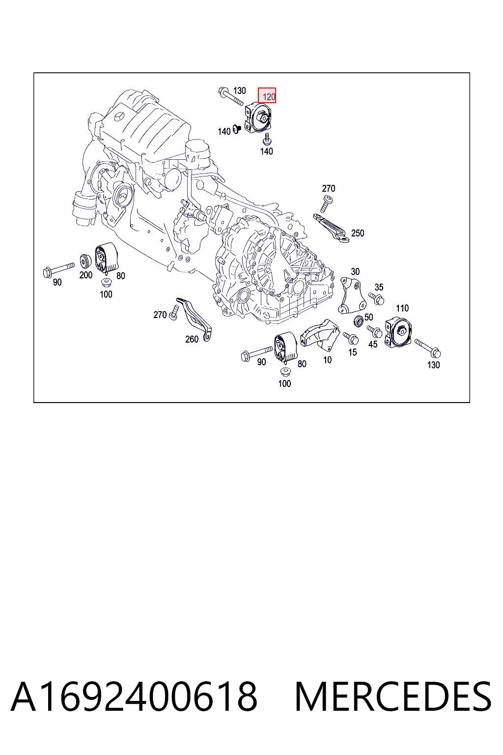 A1692400618 Mercedes Задня подушка двигуна