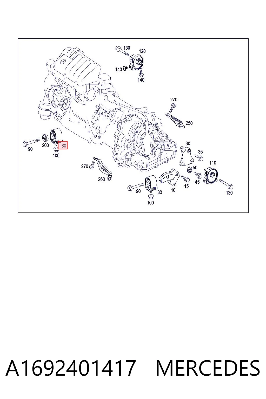 A1692401417 Mercedes Подушка передньої опори двигуна