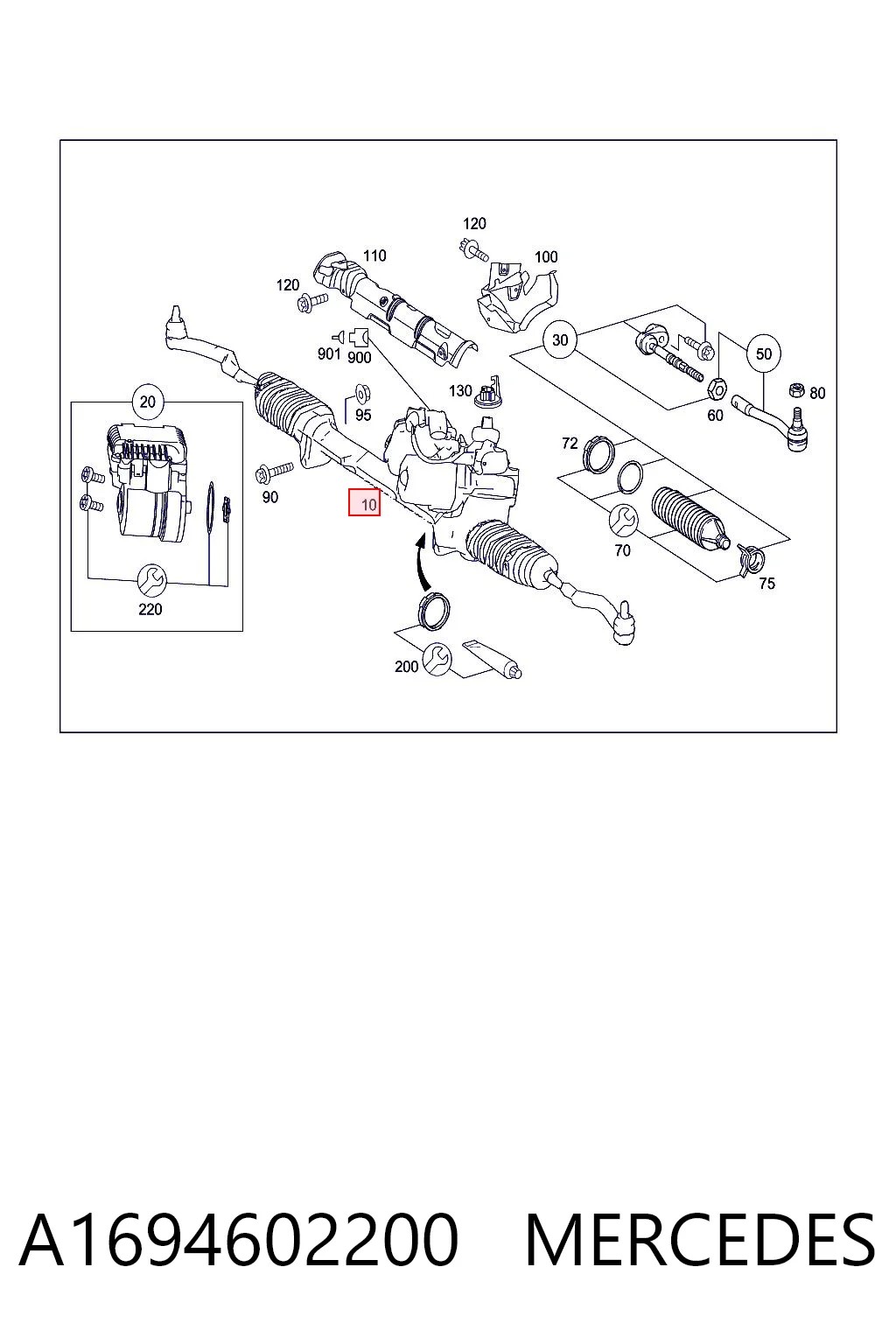 A1694602200 Mercedes Рейковий рульовий механізм