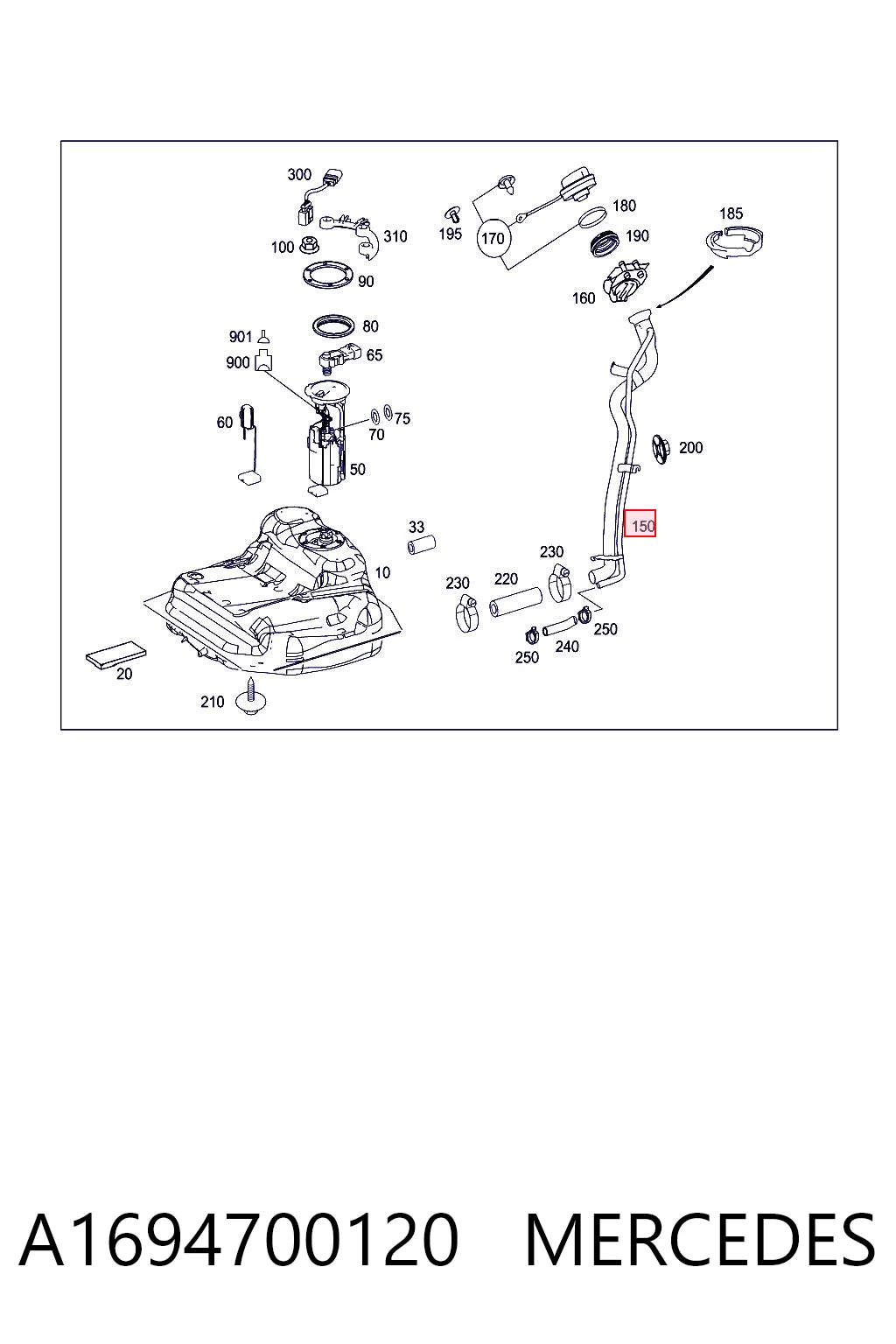 A1694700120 Mercedes Шланг заливної горловини, паливного бака