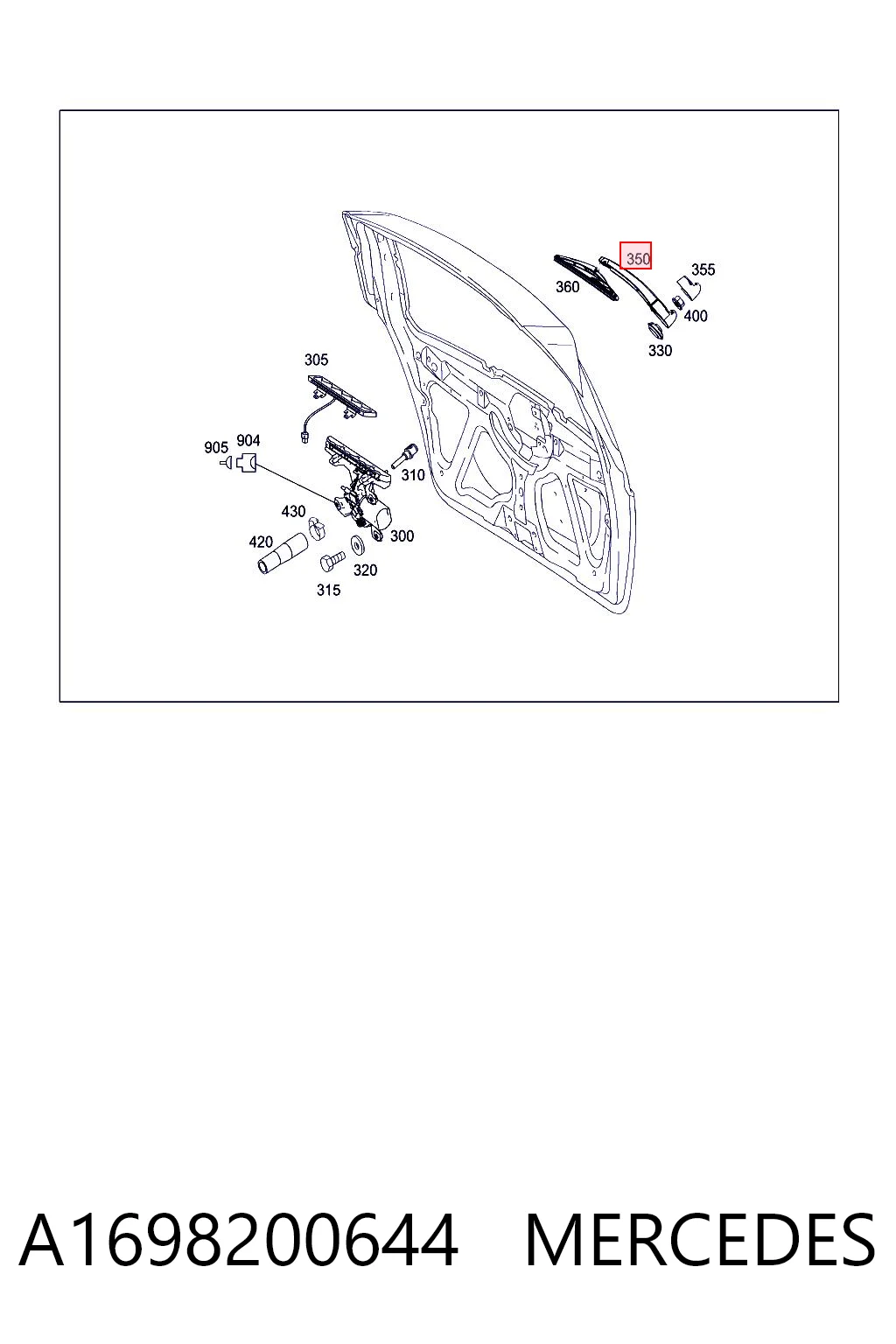 A1698200644 Mercedes Важіль-поводок двірника заднього скла