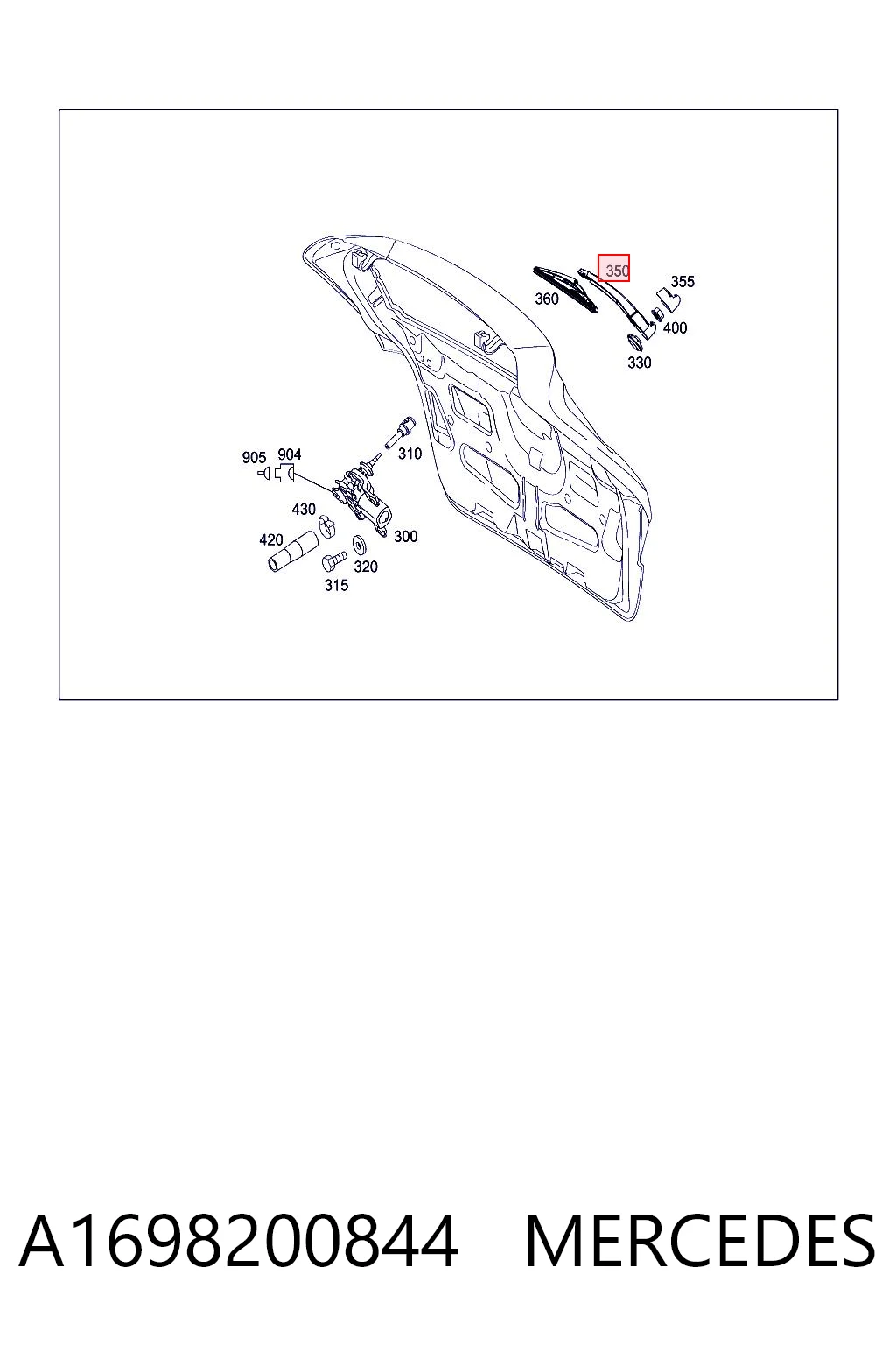 A1698200844 Mercedes Важіль-поводок двірника заднього скла