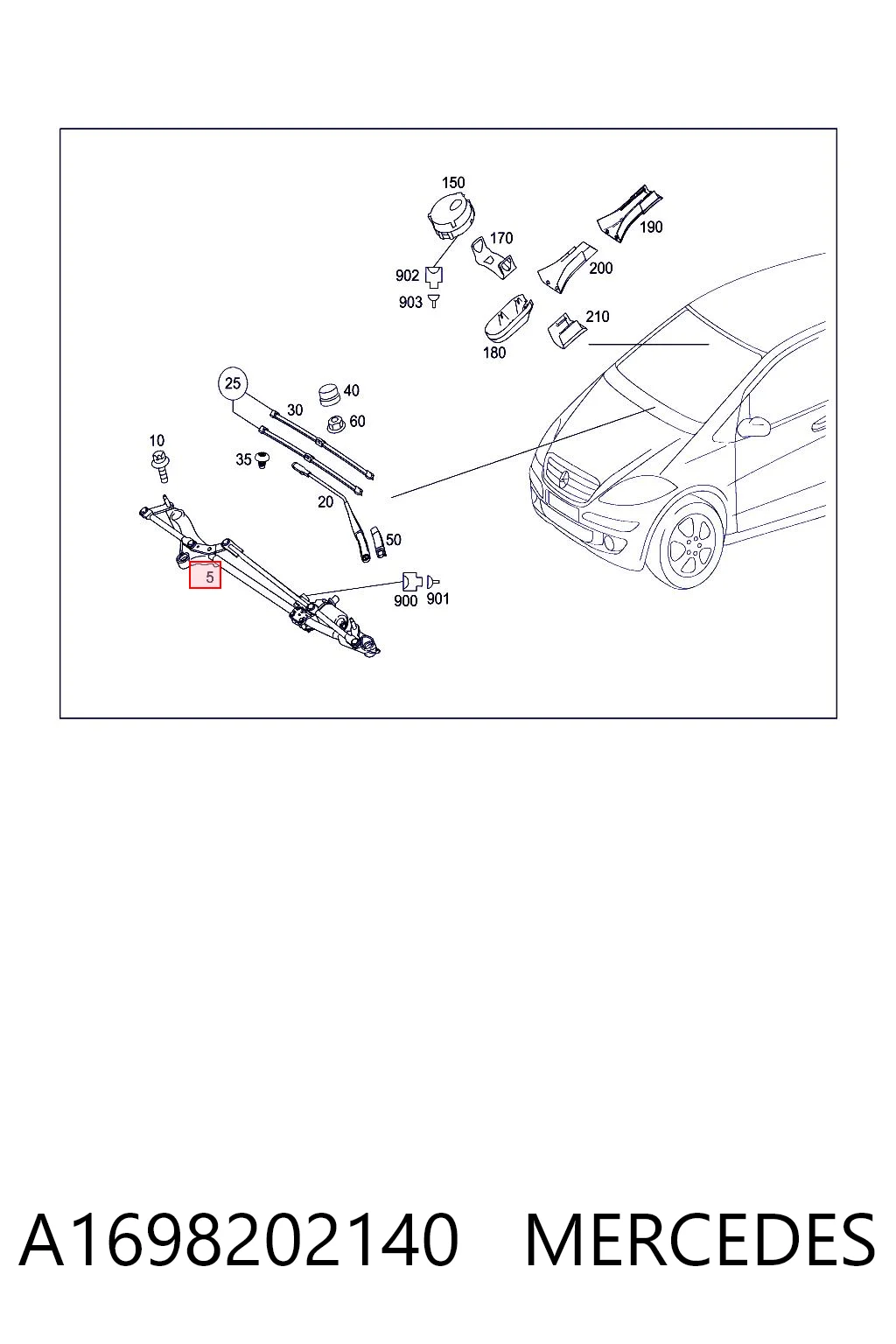 A1698202140 Mercedes Трапеція склоочисника