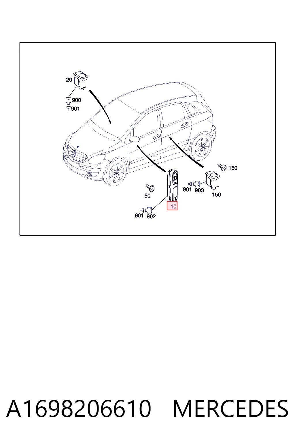 A1698206610 Mercedes Кнопки переднього лівого склопід'ємника
